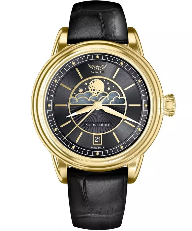Ceas dama Aviator Douglas Moonflight Limited Edition + curea Aviator V.1.33.1.344.5-SET