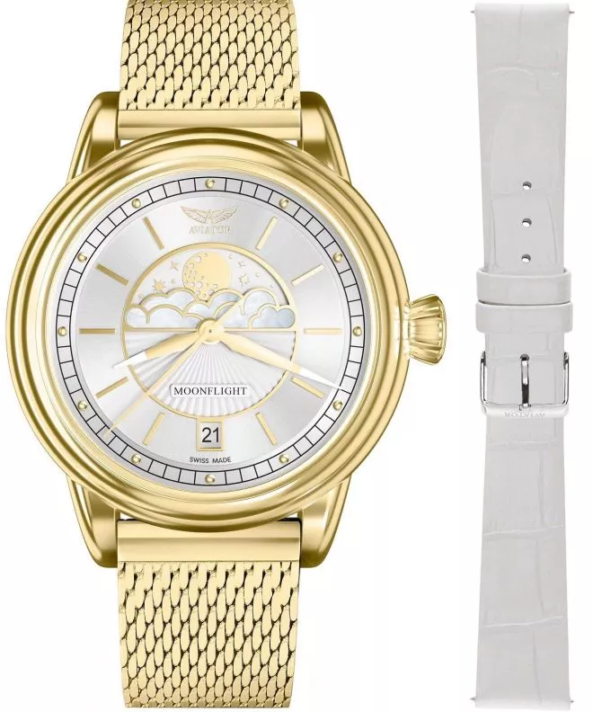 Ceas dama Aviator Douglas Moonflight Limited Edition + curea Aviator V.1.33.1.343.5-SET