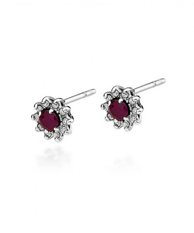 Cercei Bonore - Aur Alb 585 - Rubin 0,15 ct 128825