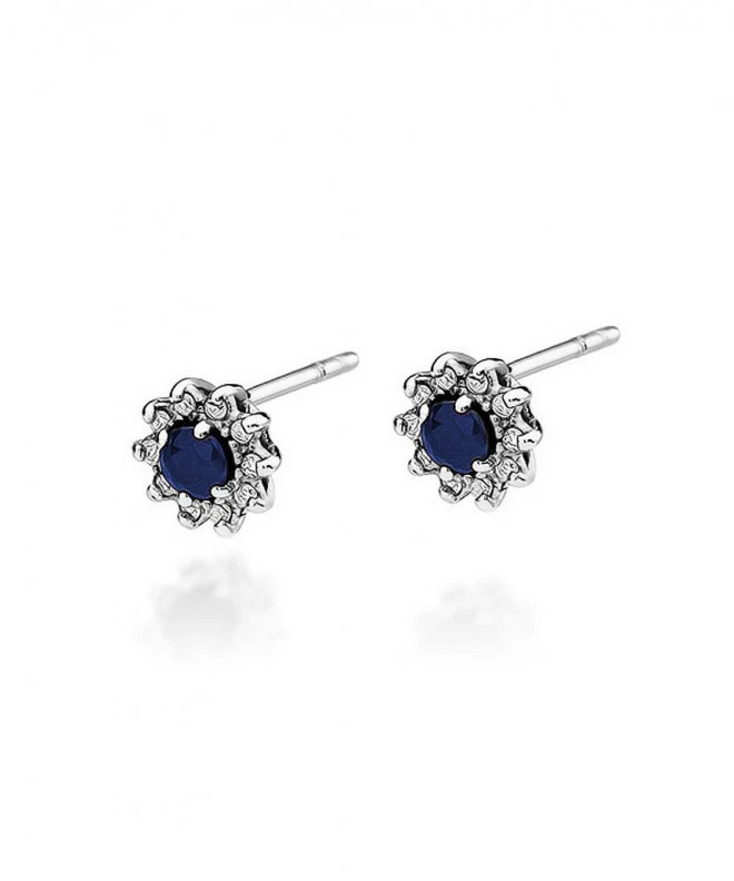 Cercei Bonore - Aur Alb 585 - Safir 0,15 ct 128826