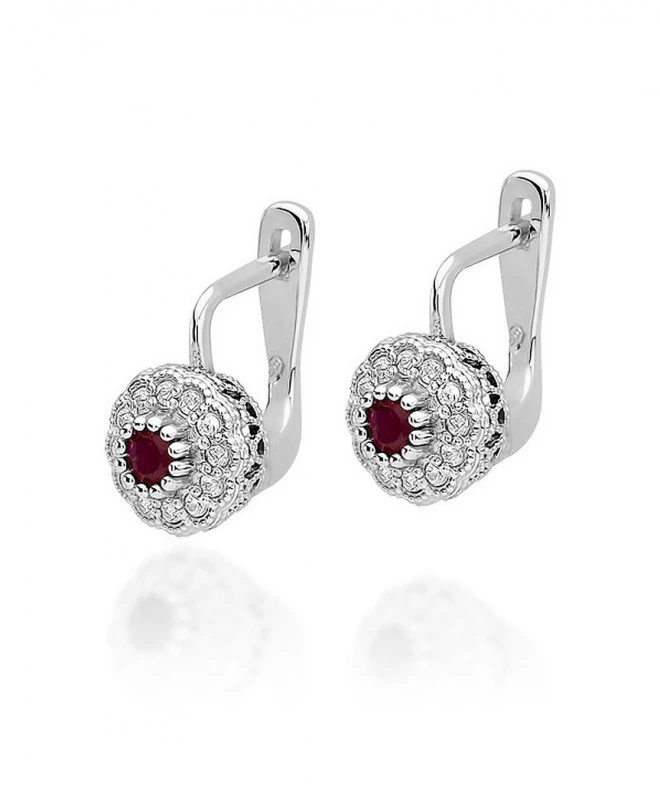 Cercei Bonore - Aur Alb 585 - Rubin 0,15 ct 128827