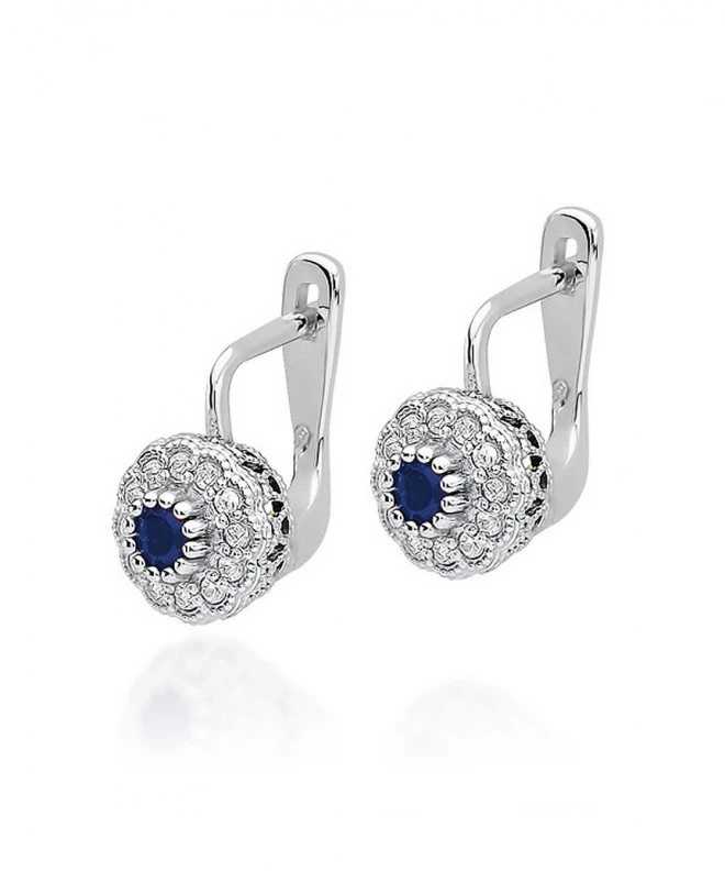 Cercei Bonore - Aur Alb 585 - Safir 0,15 ct 128828