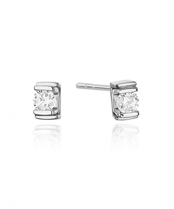 Cercei Bonore - Aur Alb 585 - Diamant 0,1 ct 128792