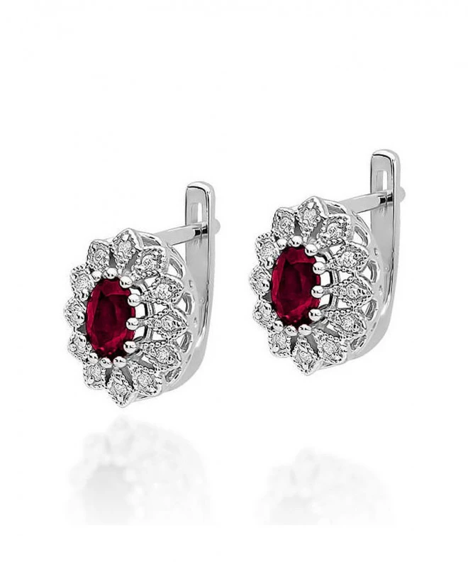 Cercei Bonore - Aur Alb 585 - Rubin 0,6 ct 128829