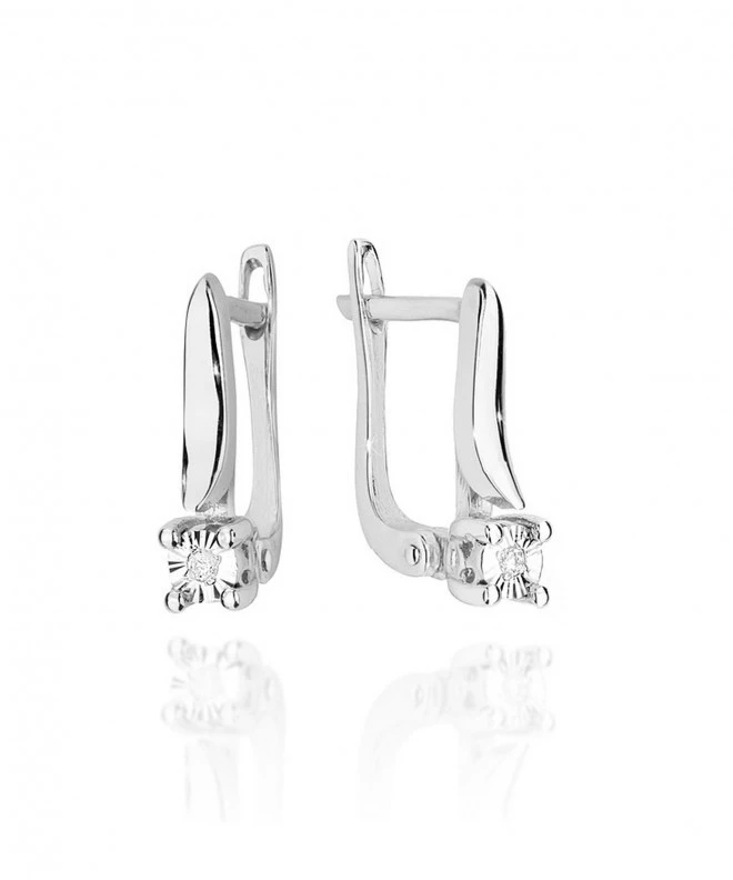 Cercei Bonore - Aur Alb 585 - Diamant 0,01 ct 128772