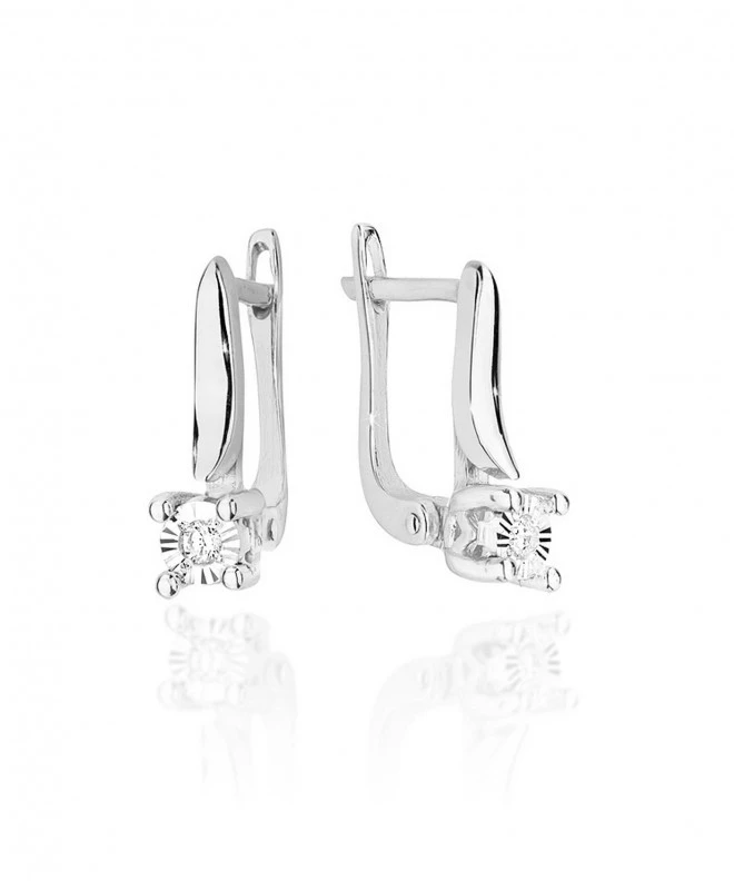 Cercei Bonore - Aur Alb 585 - Diamant 0,03 ct 128773