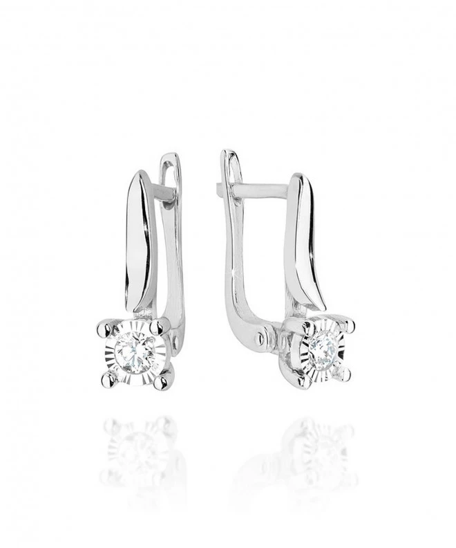 Cercei Bonore - Aur Alb 585 - Diamant 0,08 ct 128774