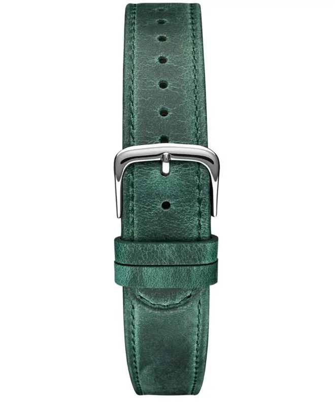 Curea Meller Green Silver Leather 20 mm PST-1GREEN2