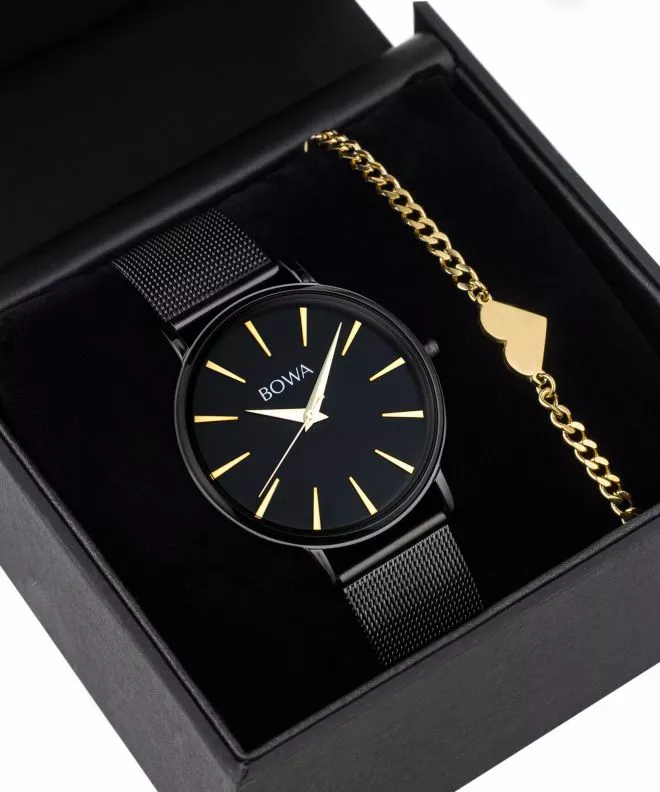 Ceas dama BOWA Praha Black-Gold Mesh 38 Gift Set PH381-84-181M-419-02