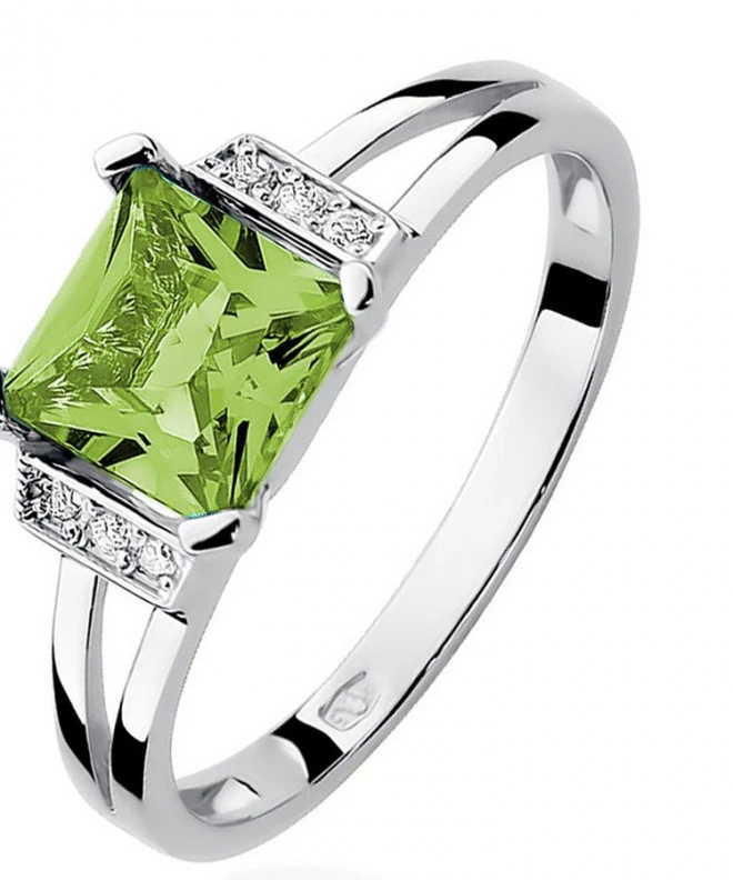 Inel Bonore - Aur Alb 585 - Olivină 1,1 ct 120334