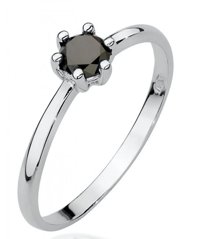 Inel Bonore - Aur Alb 585 - Diamant Negru 0,3 ct 119312