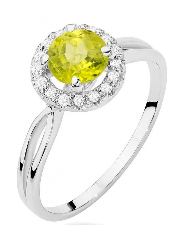 Inel Bonore - Aur Alb 585 - Olivină 0,9 ct 120335