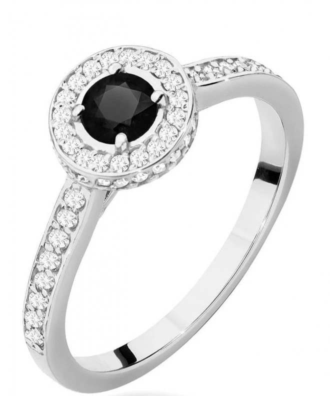 Inel Bonore - Aur Alb 585 - Diamant Negru 0,3 ct 119316