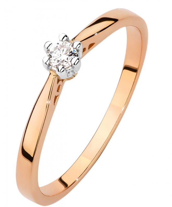 Inel Bonore - Aur Roz 585 - Diamant 0,08 ct 102716