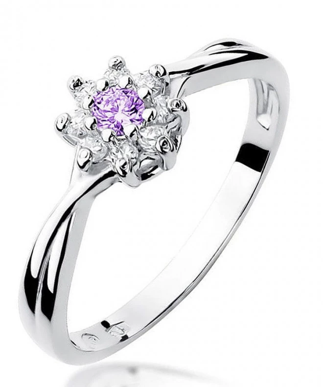 Inel Bonore - Aur Alb 585 - Ametist 0,1 ct 105802