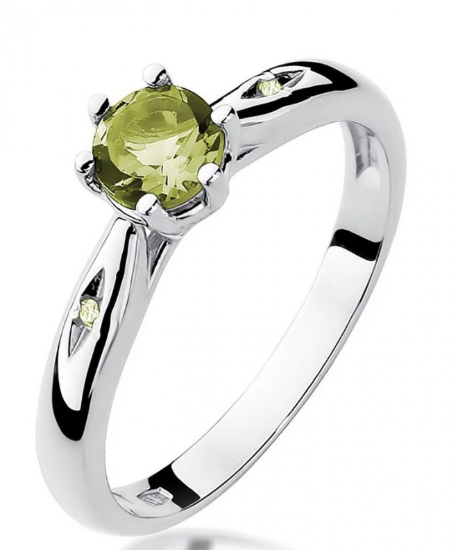 Inel Bonore - Aur Alb 585 - Olivină 0,6 ct 120329