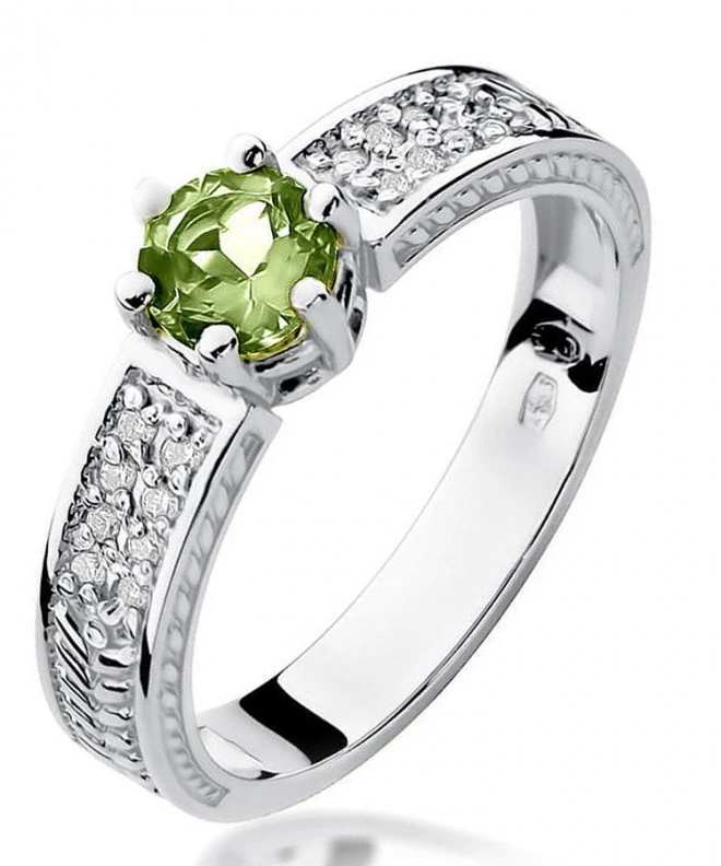 Inel Bonore - Aur Alb 585 - Olivină 0,5 ct 120330