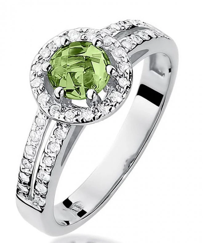 Inel Bonore - Aur Alb 585 - Olivină 0,6 ct 120333
