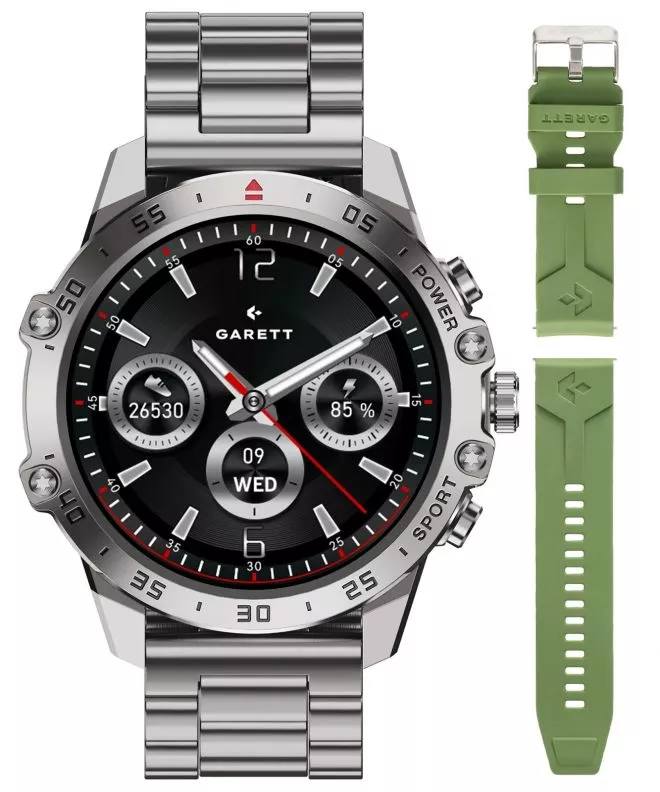 Smartwatch barbatesc Garett V14 Argint SET 5904238486849