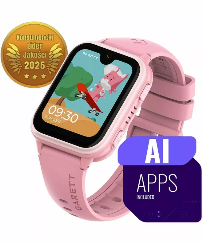 Smartwatch pentru copii Garett Kids Vibe AI 4G Roz 5904238487419