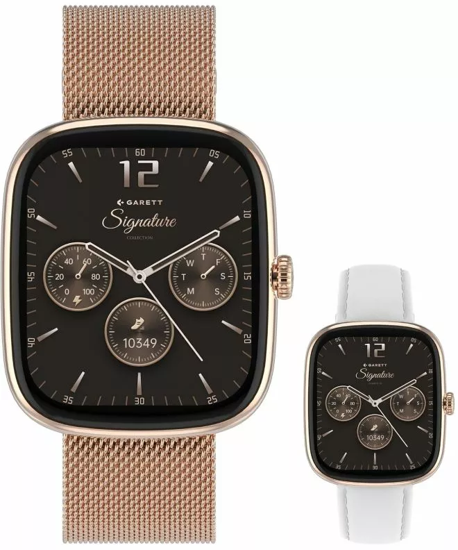 Smartwatch dama Garett Signature Flow Rose Gold Mesh SET 5904238485040