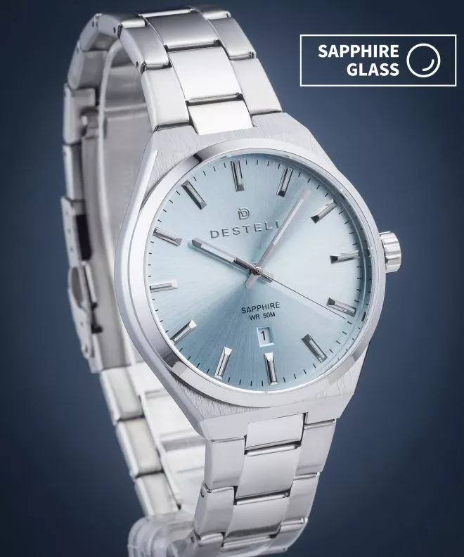 Ceas barbatesc DESTELL Aries Ice Blue Silver Steel Sapphire AR405-95-205S