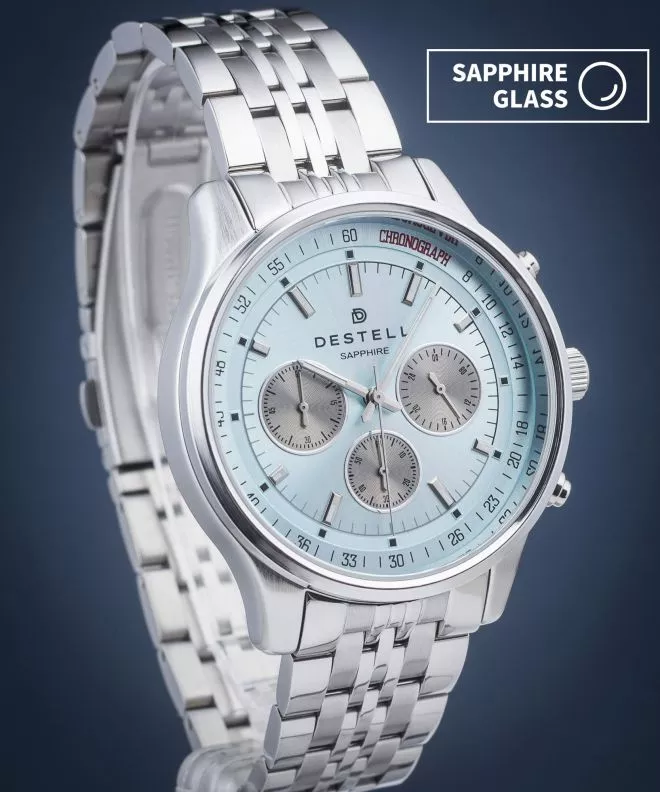 Ceas barbatesc DESTELL Circinus Ice Blue Silver Steel Chronograph Sapphire CR415-06-205J