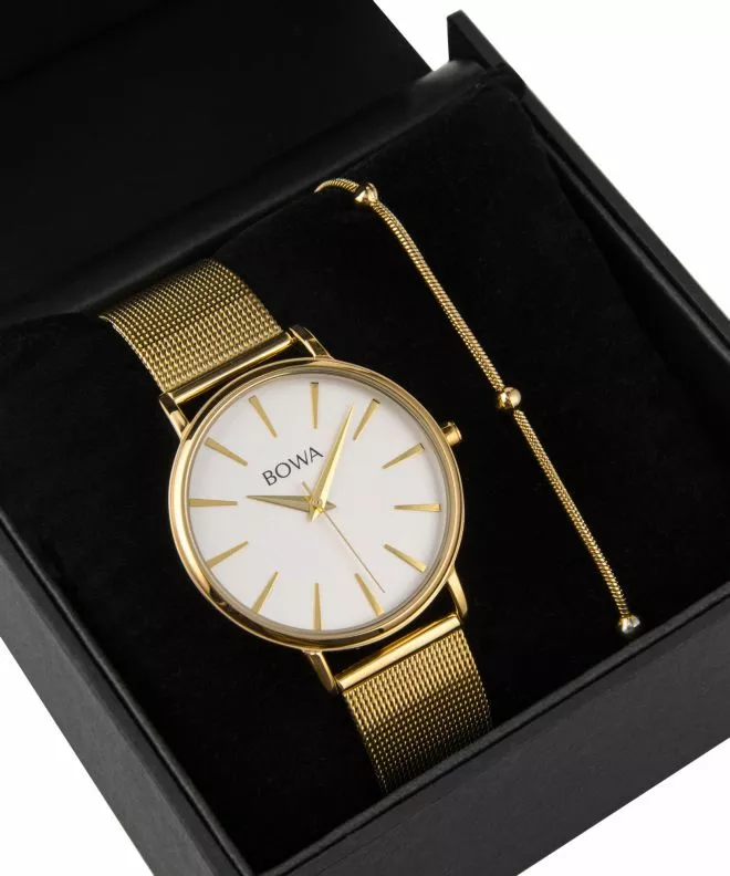 BOWA Praha Silver-Gold Mesh 38 Gift Set (ceas + brățară) PH384-54-184M-419-04