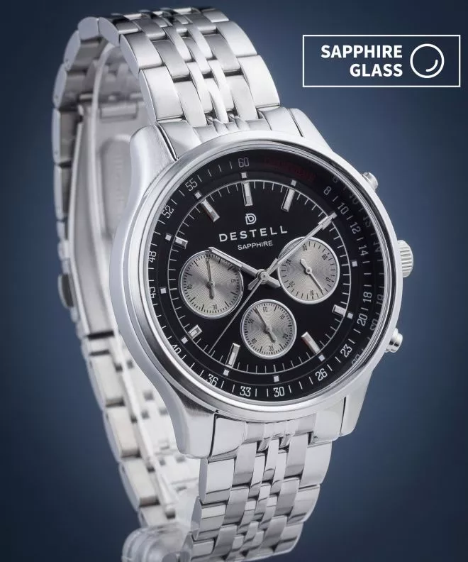 Ceas barbatesc DESTELL Circinus Black Silver Steel Chronograph Sapphire CR415-15-205J