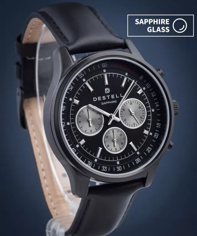 Ceas barbatesc DESTELL Circinus Full Black Leather Chronograph Sapphire CR411-15-201L