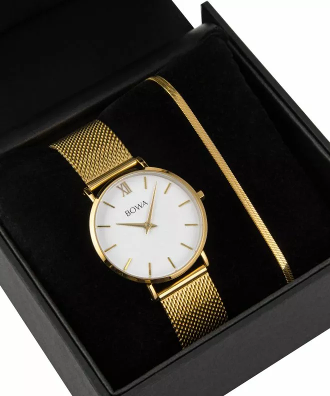 BOWA London White-Gold 33 Gift Set (ceas + brățară) LO334-24-164M-419-03