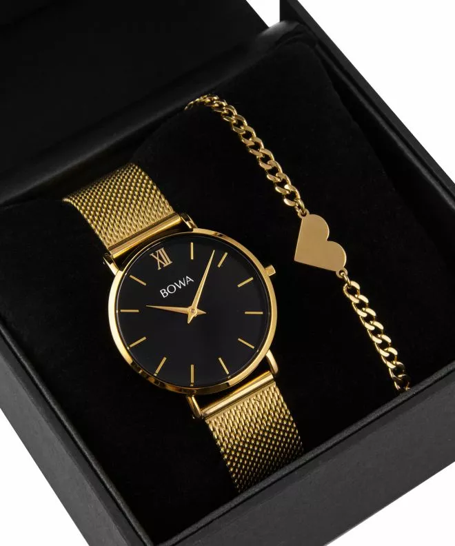 BOWA London Black-Gold 33 Gift Set (ceas + brățară) LO334-14-164M-419-02