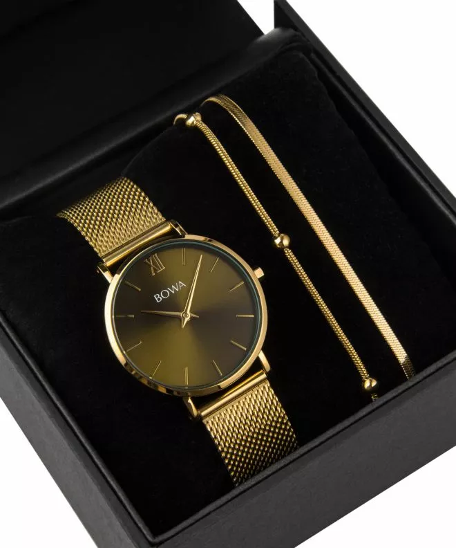 BOWA London Green-Gold Mesh 33 Gift Set (ceas + brățară) LO334-04-164M-419-01
