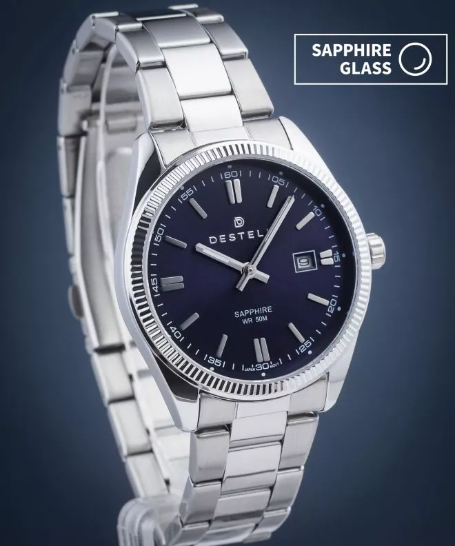 Ceas barbatesc DESTELL Loup Blue Silver Steel Sapphire LU3855-35-205S