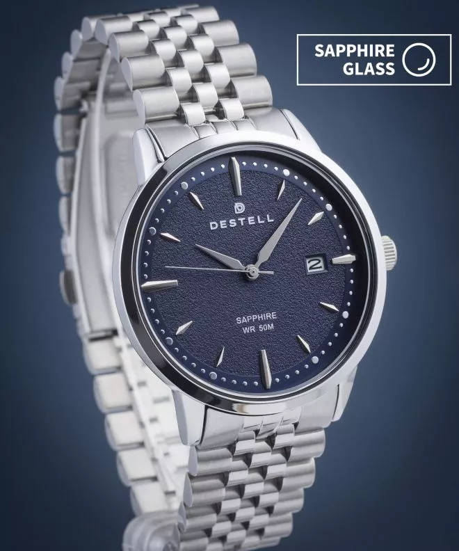 Ceas barbatesc DESTELL Pictor Blue Silver Steel Sapphire PT405-35-205J