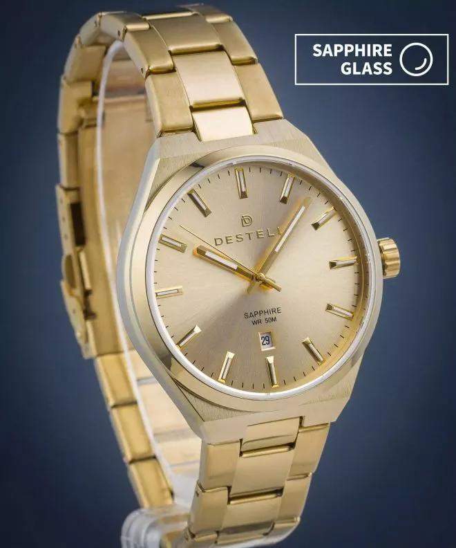 Ceas barbatesc DESTELL Aries Full Gold Steel Sapphire AR404-44-204S