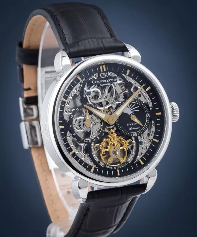 Ceas barbatesc Carl von Zeyten Neukirch Sun & Moon Skeleton Automatic CVZ0005BKGS