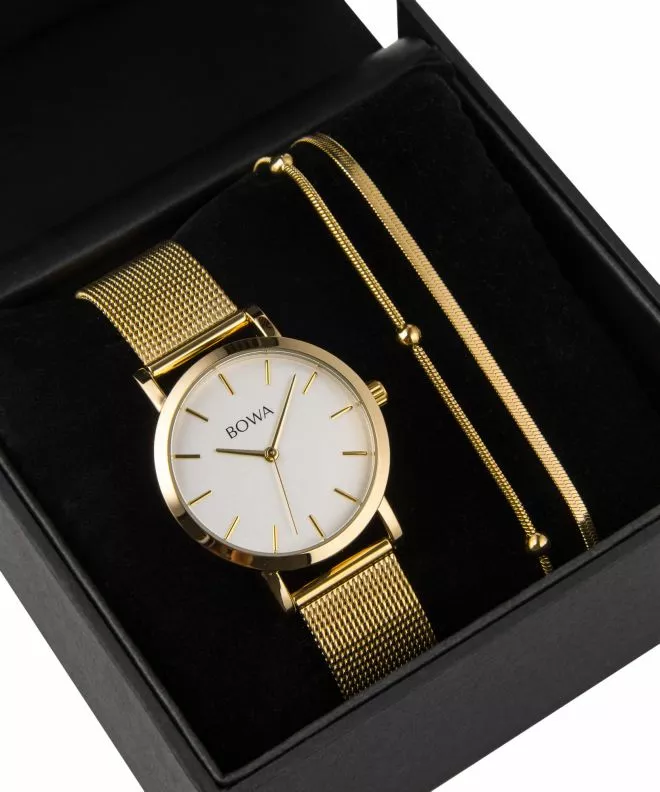 BOWA Tokyo White-Gold Mesh 33 Gift Set (ceas + brățară) TO334-24-164M-419-01