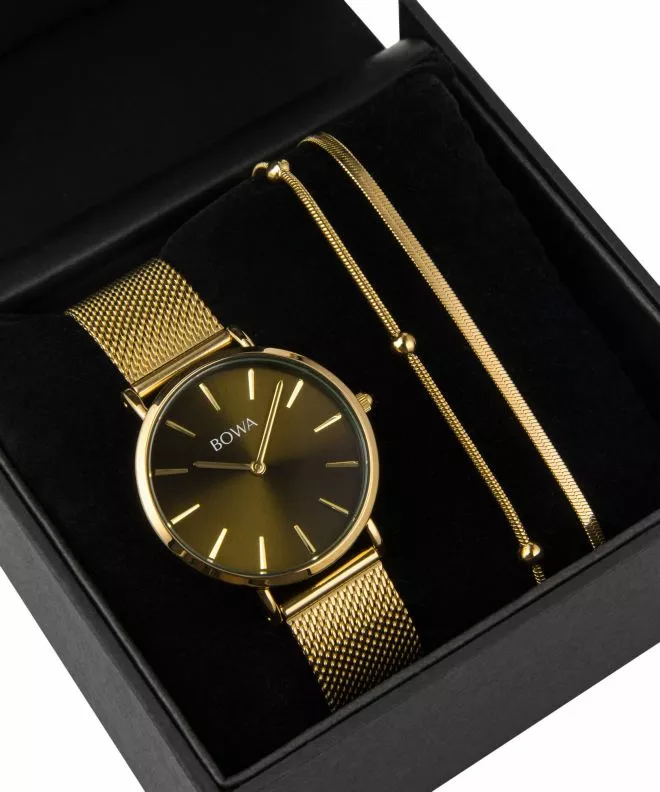 BOWA New York Petite Green-Gold Mesh 34 Gift Set (ceas + brățară) NY344-04-184M-419-01