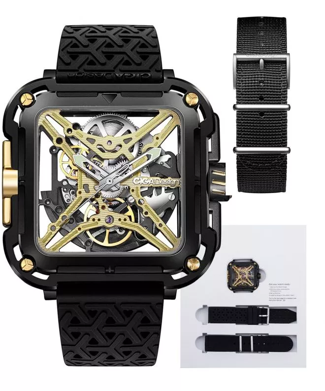 Ceas Barbatesc Ciga Design X Series Gorilla Black DLC & Gold Titanium Automatic X021-BLGO-W25BK