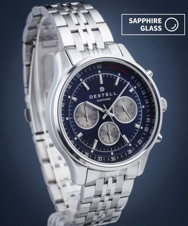 Ceas barbatesc DESTELL Circinus Blue Silver Steel Chronograph Sapphire CR415-35-205J