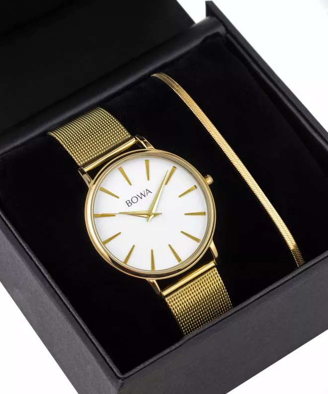 Ceas dama BOWA Praha White-Gold Mesh 38 Gift Set PH384-24-184M-419-03