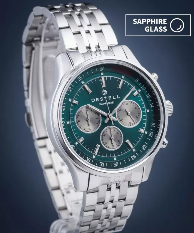 Ceas barbatesc DESTELL Circinus Green Silver Steel Chronograph Sapphire CR415-05-205J