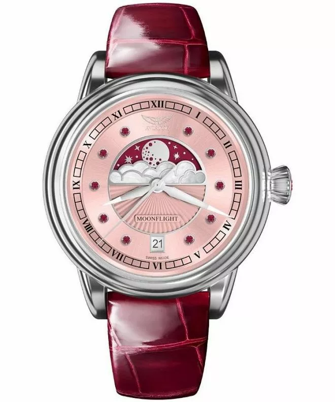 Ceas dama Aviator Moonflight Gemstone Edition Pink Red Ruby Limited Edition V.1.33.0.417.4