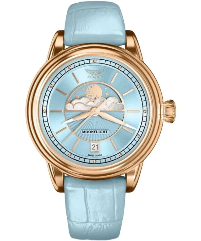 Ceas dama Aviator Moonflight Ice Blue Limited Edition V.1.33.2.360.4