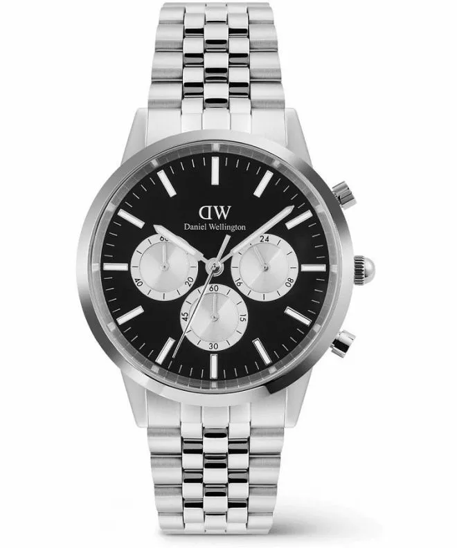 Ceas barbatesc Daniel Wellington Iconic Arch 5-Link Onyx Panda Silver Chronograph DW00100873