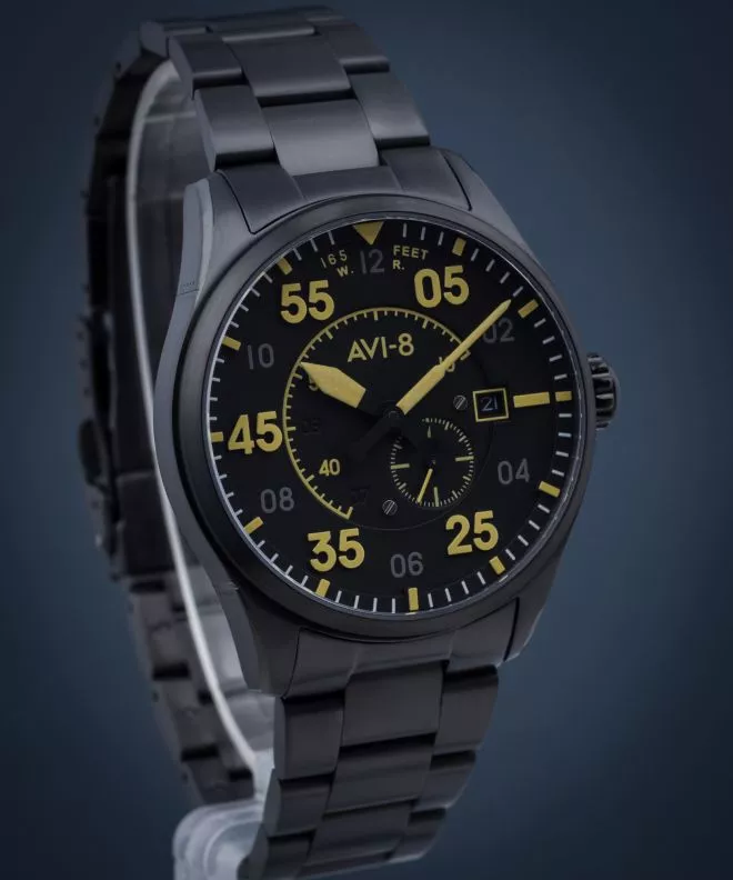 Ceas Barbatesc AVI-8 Spitfire Type 300 Automatic Midnight Chrome Yellow AV-4073-33