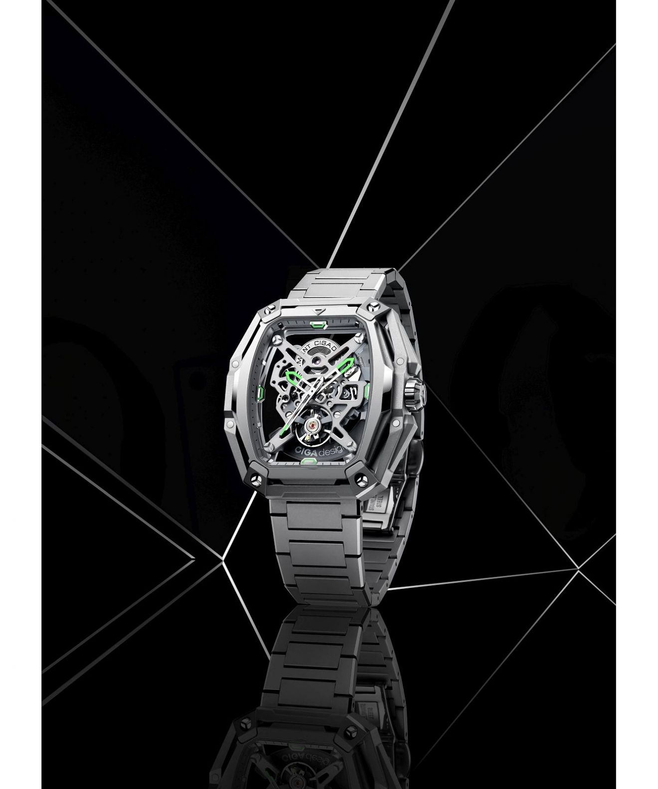 CIGA Design Z-Series Orologio Meccanico Automatico Scheletrato Rosso - Cassa Acciaio 316L, Vetro Zaffiro, 2 Cinturini - 2