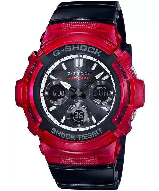 Ceas Barbatesc Casio G-Shock Original Black and Red Radio Solar AWG-M100SRB-4AER