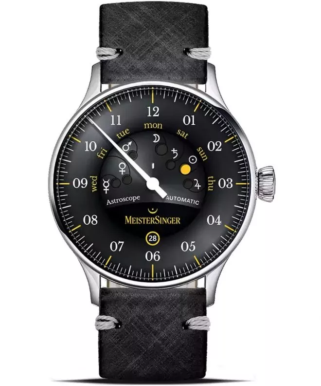Ceas barbatesc Meistersinger Astroscope Black/Yellow Automatic Limited Edition S-AS902Y_SVSL01